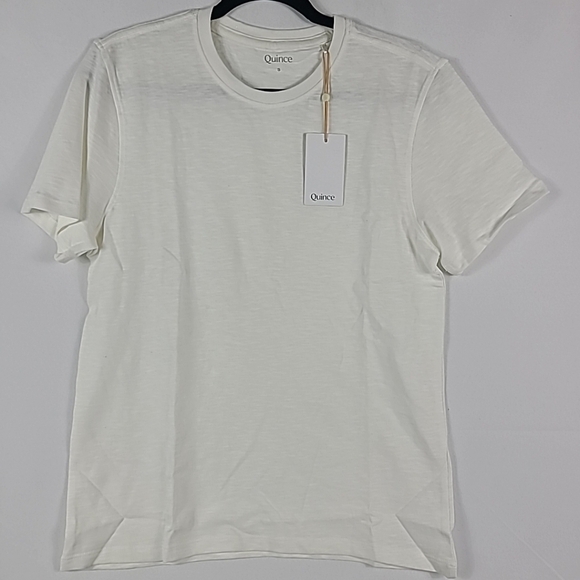 NEW QUINCE Men's 100% Organic Cotton White Slub Crew Neck Tee Shirt Size S NWT - Picture 1 of 5